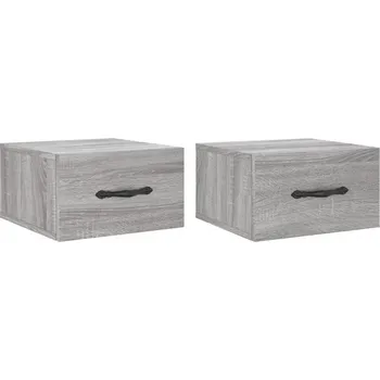 Noční stolek Závěsný Noční Stolek z Materiálu na Bázi Dřeva, Šedý Dub Sonoma, 35x