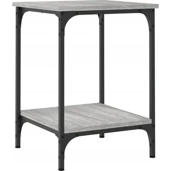 Konferenční stolek Konferenční stolek s policemi, šedý dub sonoma, 40x40x55 cm, železo