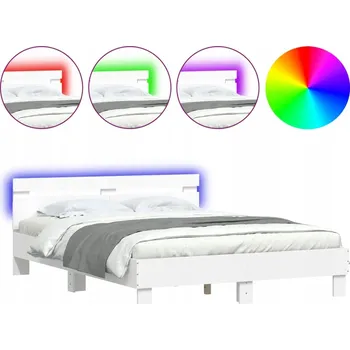 Postel Rám postele s RGB LED podsvícením, bílý, 193 x 145 x 70 cm