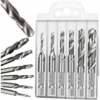 Vrták ZÁVITOVÉ VRTÁKY M3-10M HEX ZÁVITNÍKY SADA HSS 6 KS