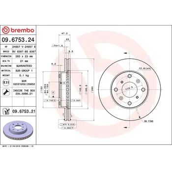 Brzdový kotouč Brzdový kotouč BREMBO 09.6753.21