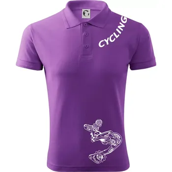 Pánská košile Cycling nápis šikmo - Polokošile pánská Pique Polo 203 - 3XL ( Fialová )