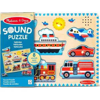 Puzzle Melissa & Doug dřevěné puzzle se zvukovými efekty dopravní prostředky