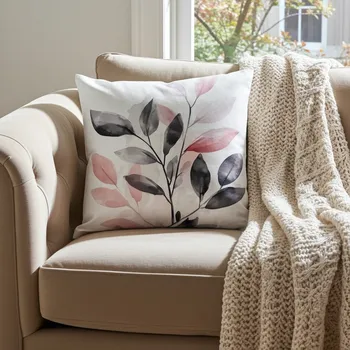 Velikonoční dekorace Povlak na polštář s potiskem listů (45 x 45 cm )