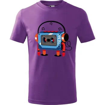 Dětské tričko s potiskem Walkman Velikost: 122/6 let, Barva trička: Fialová