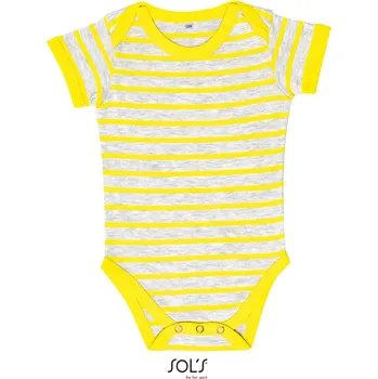 Kojenecký body SOL's Collection Dětské pruhované body - 3-6 ash/lemon