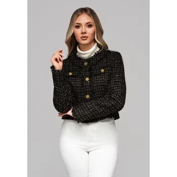 Dámské sako Dámská bunda s vlnou a flitry OW-BLZB-0101 v1 – černá