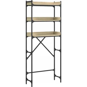 Knihovna Regál nad pračku, 3-patrový, dub sonoma, 67x25x163 cm, kov/dřevotříska