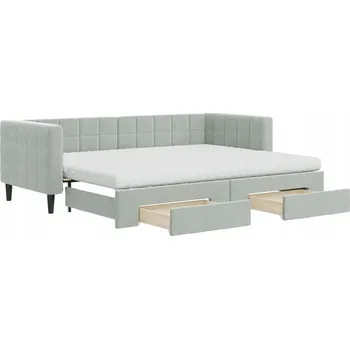 Pohovka Světle šedá pohovka 2v1 s výsuvnými šuplíky, rozměry po složení: 223 x 90 x 68 cm