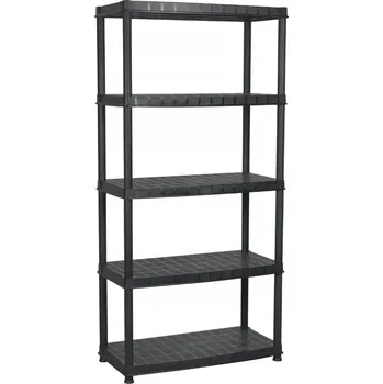 Dílenský regál Víceúčelový plastový regál černý 85x40x185 cm