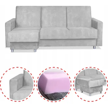 Sedací souprava Rohová Sedací Souprava Alice s taburetem rozkládací pohovka Family Meble šedá