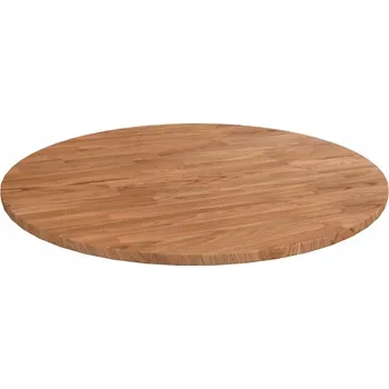 Konferenční stolek Deska Kulatý Masivní Dubové Dřevo Lakovaná 60x1,5cm Světle Hnědá