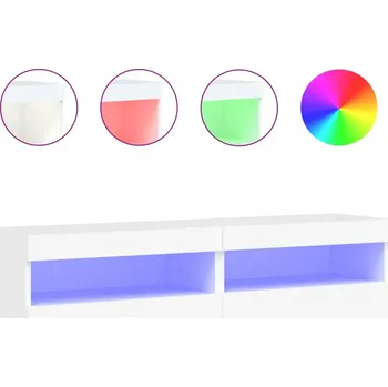 Televizní stolek Nástěnná skříňka pod TV s RGB LED osvětlením, bílá, 60x30x40 cm