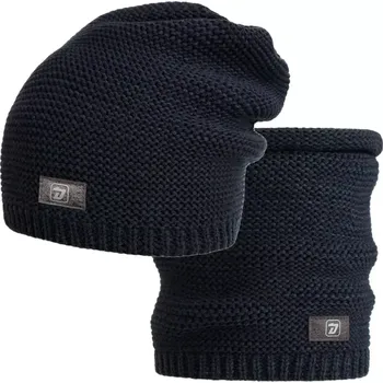 Čepice Pletený set čepice a nákrčník Dráče Colors - vzor 052 - tmavě modrá