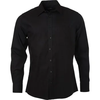Dámská košile James & Nicholson Mikro keprová košile s dlouhým rukávem - XXL black
