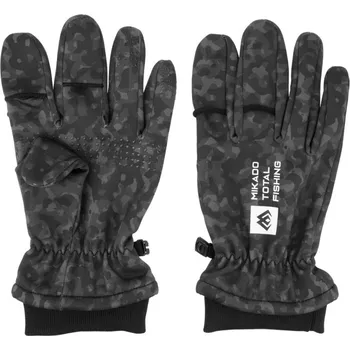 Rybářské oblečení Rukavice Mikado UMR-25BC-XL Softshell Black Camo Velikost XL