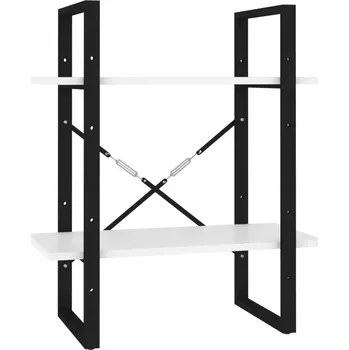 Knihovna Industriální regál na knihy se 2 policemi, bílý, 60 x 30 x 70 cm