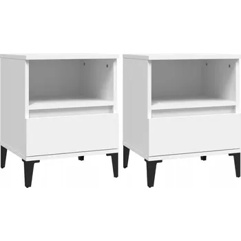 Noční stolek Noční stolek z dřevotřísky a kovovými nožičkami, bílý, 40