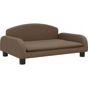 Pohovka Dětská mini pohovka hnědá, látka, masivní borovicové dřevo, 70x45x30 cm