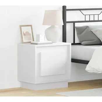 Noční stolek Noční stolek s LED osvětlením, bílý, matný, 44 x 34,5 x 45 cm