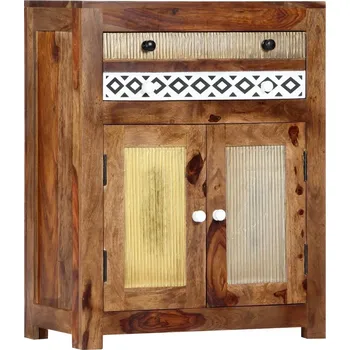 Komoda Boční skříňka z masivního akáciového dřeva, 60 x 30 x 75 cm, vzor s kosočtverci