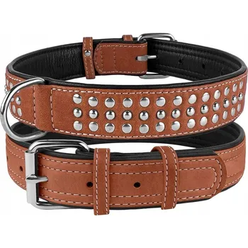 Obojek pro psa Kožený obojek pro psa s cvočky 50,8 - 55,8 cm hnědý CollarDirect
