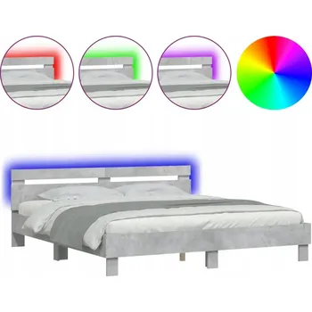 Postel Rám postele s LED podsvícením, šedá betonu, 203 x 165 x 70 cm