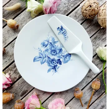 CORSO dortová souprava 2/1, modré květy, Thun 1794 (Porcelánový talíř 2. jakost)