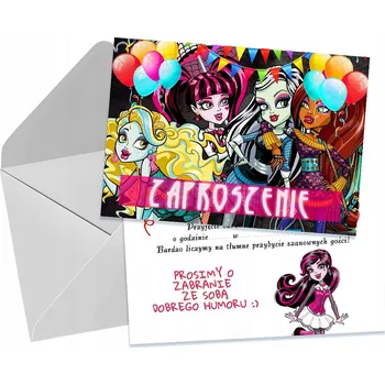 Pozvánka POZVÁNKY PRO DĚTI DĚTSKÉ NAROZENINOVÉ MONSTER HIGH + OBÁLKA