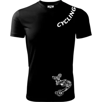Cycling nápis šikmo - Dětské triko sportovní (dresovina) - 146 cm/10 let ( Černá )