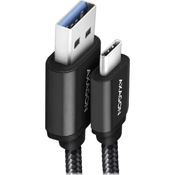 Datový kabel AXAGON datový a nabíjecí kabel USB-A na USB-C / USB 3.2 Gen1 / 3A / ALU / oplet / 1,5m / černý, BUCM3-AM15AB