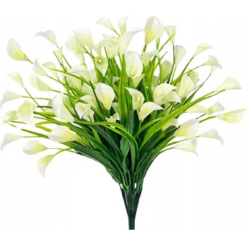 umělá květina Umělé květy Białe Lilie Dekoracja Bukiet Kala Větvička Do Vázy 5 ks