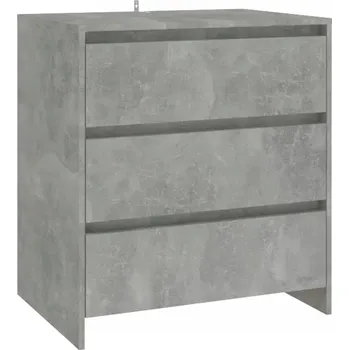 Komoda Boční skříňka se 3 zásuvkami, šedá betonu, 70 x 41 x 75 cm