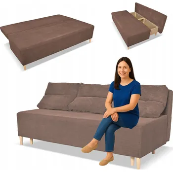 Pohovka Rozkládací pohovka KIMO s úložným prostorem Family Meble Anafi hnědá manšestr