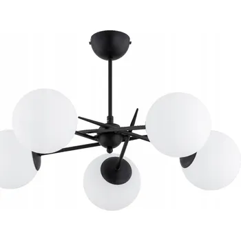 MODERNÍ STROPNÍ SVÍTIDLO ALFA PRIMERY ČERNÉ 5xE14 S BÍLÝMI KOULEMI