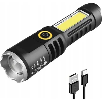 Svítilna GENETIC TAKTICKÁ LED SVÍTILNA NABÍJECÍ USB ZOOM XPE COB DIODY