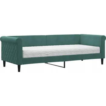 Pohovka Rozkládací pohovka s matrací, tmavě zelená, 229 x 90 x 68 cm