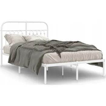 Postel Bílý rám postele z oceli o rozměrech 196 x 125 x 100 cm s úložným prostorem