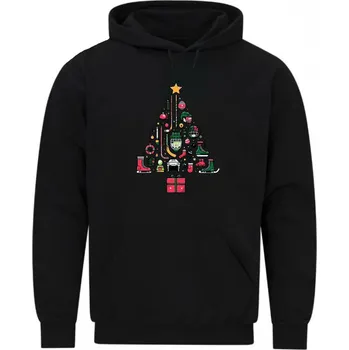Pánská mikina Pánská mikina Vánoční Stromek z Hokejové Výbavy (Velikost: 5XL, Barva: Černá)