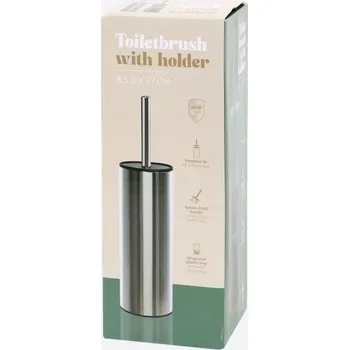 WC štětka Volně stojící WC štětka nerezová ocel V 37 cm stříbrná