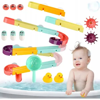 Hračka pro nejmenší VODNÍ DRÁHA PRO DĚTI SE SKLUZAVKOU HRAČKA DO VANY KAČENKY PRO KULIČKY DIY