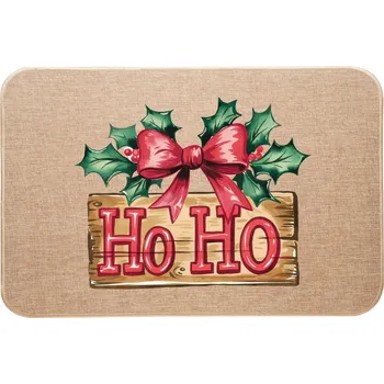 Rohožka Vánoční lněná rohožka s barevným vánočním potiskem Ho Ho