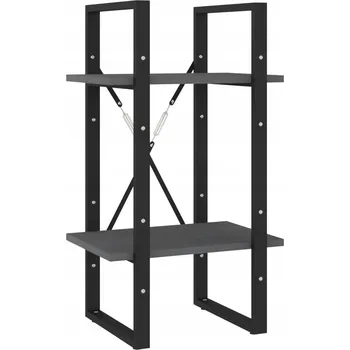 Knihovna Industriální regál na knihy z masivního borovicového dřeva, šedý, 40x30x70 cm