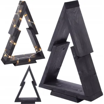 Obraz Dřevěný vánoční stromek stojící 43x30cm SMONTOVANÝ IMPREGNOVANÝ černý eko ozdoba