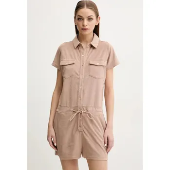 Dámský overall Overal Melissa Odabash hnědá barva, s límečkem, Cheryl MO.CHERYL 01A, vel. XS