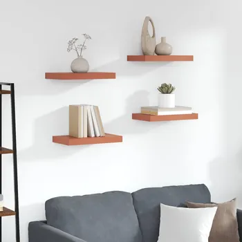 police vidaXL Nástěnná polička Nástěnný 4 pcs Červená 40 x 23,5 x 4 cm