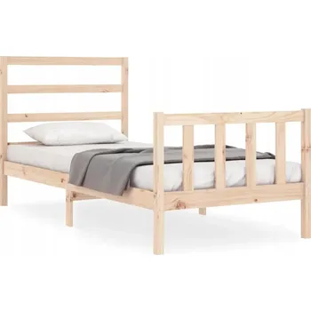 Postel Dřevěná borovicová postel 195,5 x 95,5 x 100 cm, neošetřená, s čelem