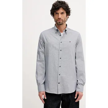 Pánská košile Bavlněná košile Tommy Hilfiger pánská, tmavomodrá barva, regular, s límečkem button-down, MW0MW41700 59D, vel. 43