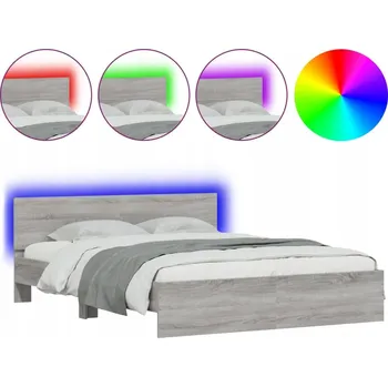 Postel Rám postele s LED podsvícením, šedý dub sonoma, 203 x 165 x 70 cm