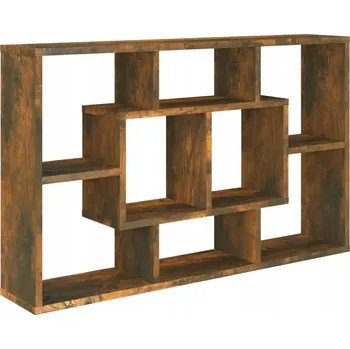 police Nástěnná police s 8 přihrádkami, kouřový dub, 85x16x52,5 cm